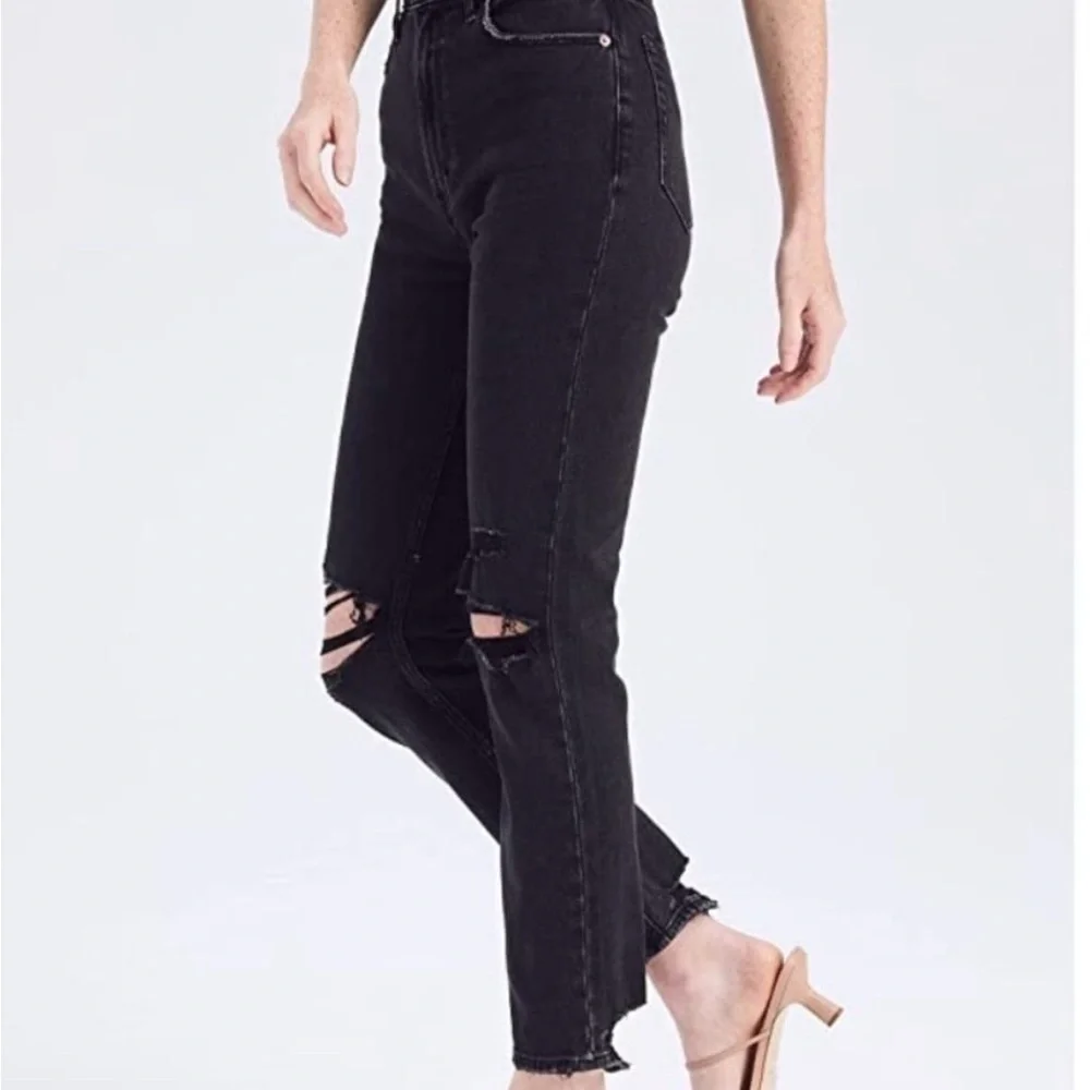 Abercrombie & Fitch Black Ripped Straight Leg Jeans - Picture 2 of 5